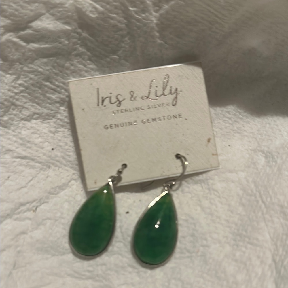 Emerald Green Sterling Silver Teardrop Earrings